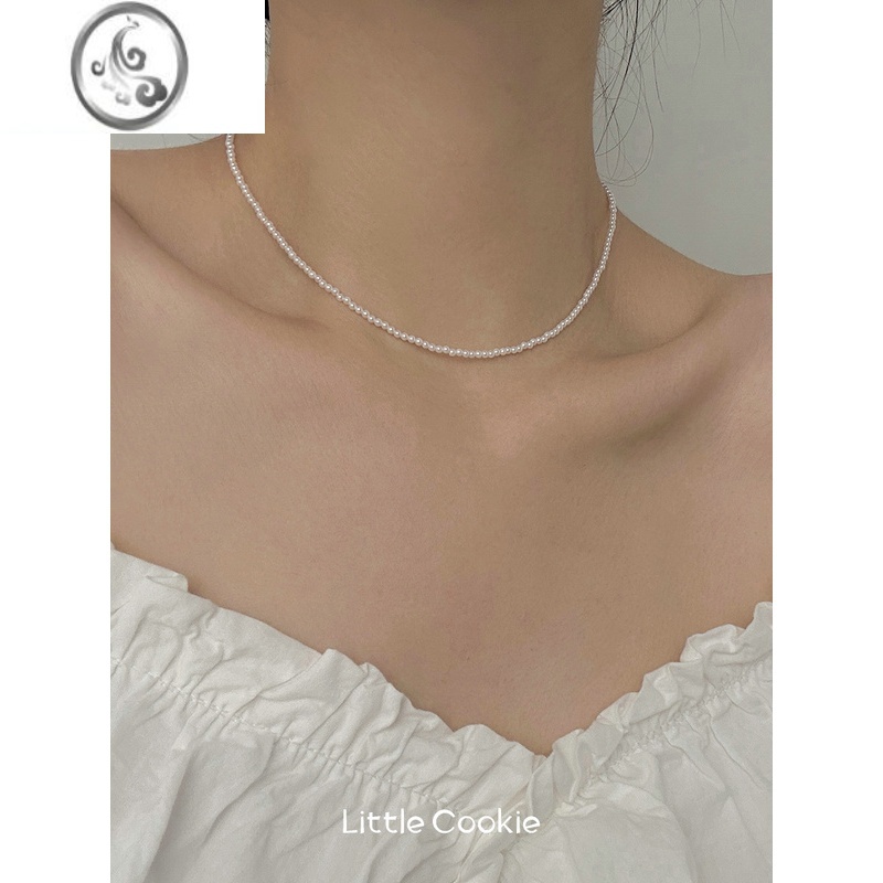 JiMi2mm巨细小米珍珠项链女baby珠颈链轻奢小众2023年新款施家锁骨链