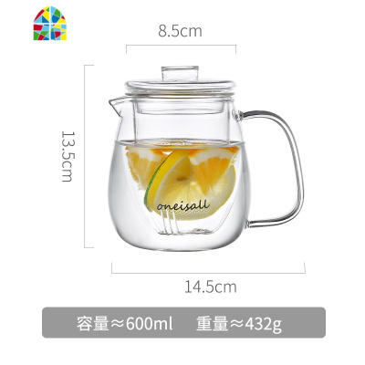 冷水壶玻璃可高温小号凉水杯家用套装北欧创意凉白开水壶装水茶壶 FENGHOU 1200ML+2小杯+茶盘凉水壶