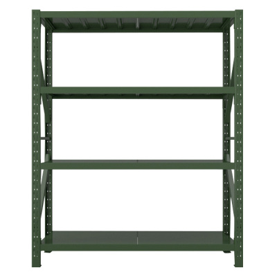 正斌消防铁锹镐农具摆放架安保装备器材存放架绿色盾牌货架1.5米货架中型-主架