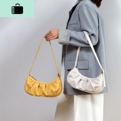 包包女2020新款小众设计褶皱云朵法棍手提包通勤单肩斜跨包腋下包NEW LAKE女斜挎包