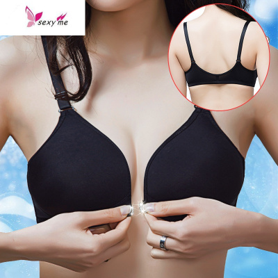 黑色前扣无钢圈文胸美背简约薄款无痕内衣女学生高中生少女夏FISHBASKET胸罩