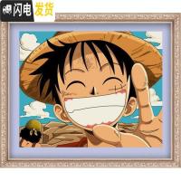 三维工匠精品海贼王帽路飞十字绣卡通动漫动画人物可爱刺绣钻石画挂画 40*32厘米/丝线印花