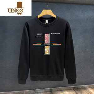 YANXU潮牌设计感卫衣男2023新款个性印花ins潮流宽松百搭上衣