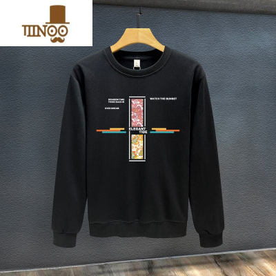 YANXU潮牌设计感卫衣男2023新款个性印花ins潮流宽松百搭上衣