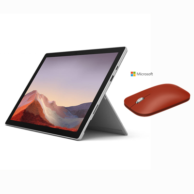 套餐一-微软SurfacePro7二合二平板电脑笔记本Win10i58G256G亮铂金+典雅黑键盘+便携鼠标