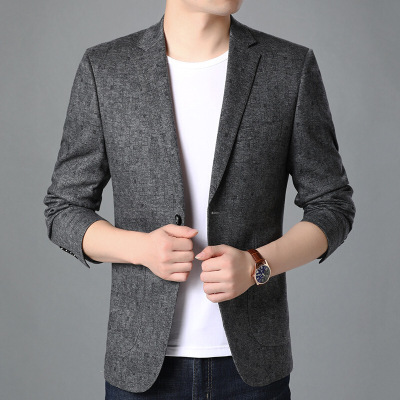 梵克公牛装男士休闲西服外套男西装领夹克季常规小西装中年男装韩版正品好货-105HB8091