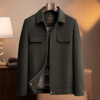 时尚潮流休闲羊毛双面呢短大衣男士秋冬新款加厚鹅绒脱卸内胆外套