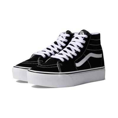 VANS高帮趣味印花休闲板鞋女鞋帆布圆头松糕底系带运动鞋