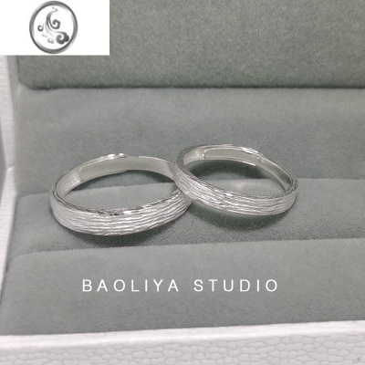 JiMi岁月留痕情侣戒指一对925银银对戒情侣款小众设计生日礼物送女友