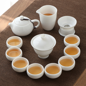 苏氏陶瓷(SUSHI CERAMICS)羊脂玉茶具套装德化中国白瓷功夫茶具茶杯三才盖碗礼盒装