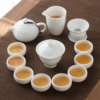 苏氏陶瓷(SUSHI CERAMICS)羊脂玉茶具套装德化中国白瓷功夫茶具茶杯三才盖碗礼盒装