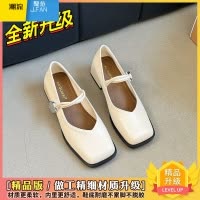 聚范复古方头粗跟玛丽珍鞋女2024年夏季新款仙女风温柔一字带中跟单鞋