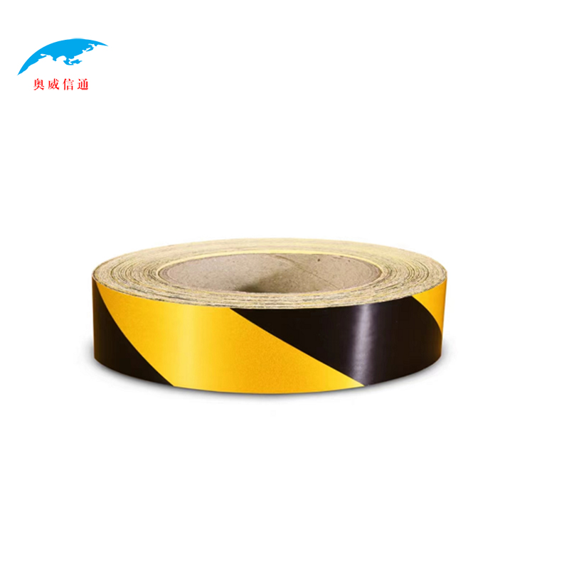 奥威信通 反光警示胶带黑黄条斜纹反光膜警戒带 卷