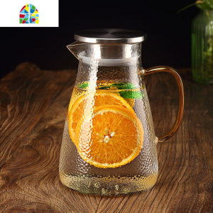 北欧大容量冷水壶凉白开水壶凉水壶玻璃可高温凉水杯家用套装茶壶 FENGHOU 圆水壶1.8升+4个圆韵杯+托盘