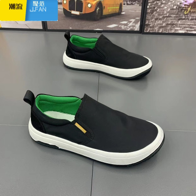 聚范帆布男鞋2024新款夏季透气休闲百搭男士布鞋懒人一脚蹬老北京潮鞋