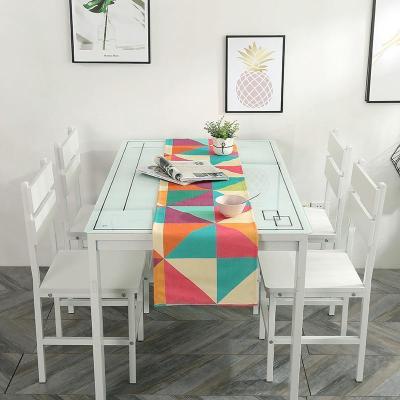家柏饰(CORATED)简约S风棉麻布艺茶几电视柜客厅餐桌布盖巾床尾旗桌旗 彩色几何 定制每米价格