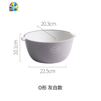 北欧简约家用厨房双色创意蔬果大号双层洗菜盆水果篮 FENGHOU O形灰绿洗菜篮洗菜篮