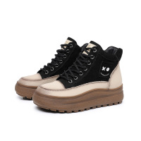 靴子女秋冬短靴真皮马丁靴拼色复古女鞋头层牛皮民族风运动鞋