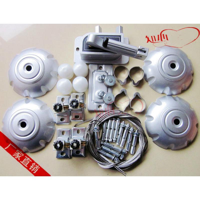 不锈钢双杆自动手摇式升降晾衣架配件全套钢丝手摇器晒衣架维修