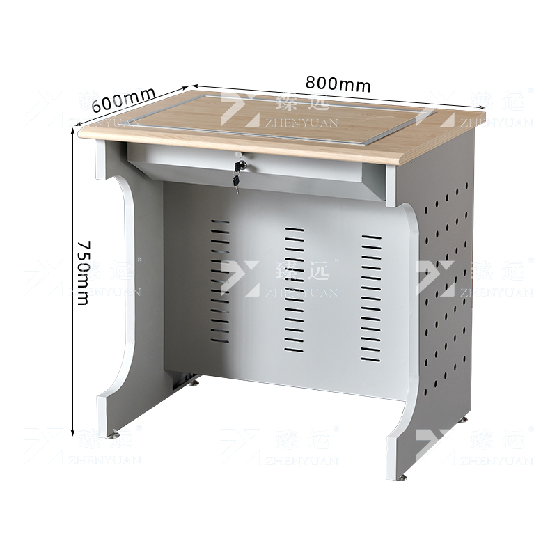 臻远ZY4012410隐藏式翻转电脑桌培训桌教室机房多媒体学习桌办公桌B款单人位