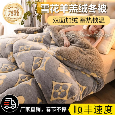 冬季羊羔绒被子冬被单双人加厚保暖牛奶绒棉被被芯宿舍春秋被通用