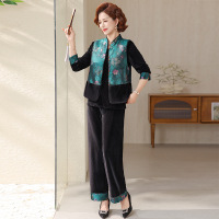 2026年国风妈妈装套装时尚新款中老年春秋三件套女装40-60岁衣服
