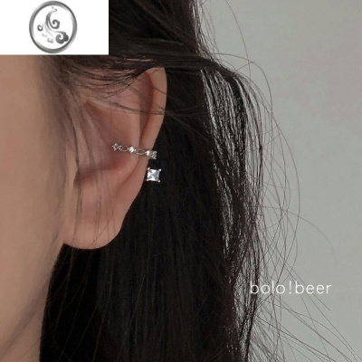JiMibolo甜酷高街轻奢镶钻耳骨夹心机辣妹无耳洞ins潮冷淡风法式耳饰