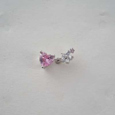 韩国爱心花朵镶钻甜美风耳骨钉旋转圆球堵拧送女朋友老婆情人节七夕生日礼物