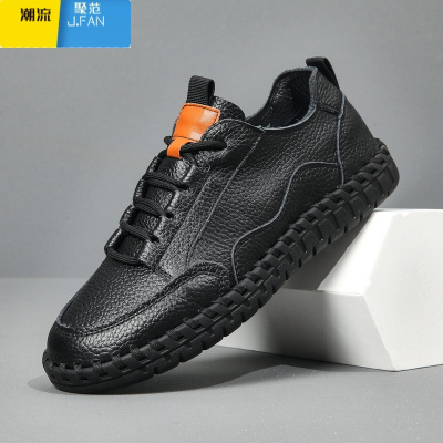 聚范牛师傅手工男鞋头层夏季男豆豆鞋手工缝包透气镂空软底小皮鞋