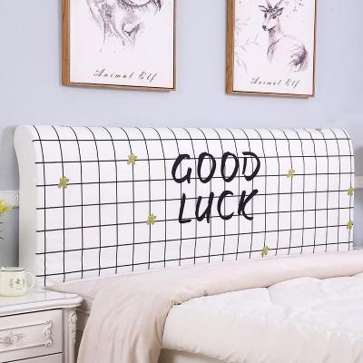 家柏饰(CORATED)欧式全包床头罩套床头套罩弹力布软包床靠背罩防尘保护套1.51.8米 格子文字 2米