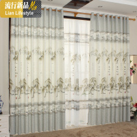 中国风客厅卧室半遮光窗帘布定制成品落地窗 三维工匠