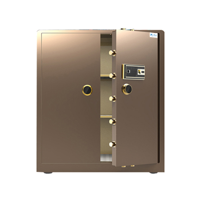 臻远全钢实心防盗保险柜 高180cm单双门指纹咖啡金色