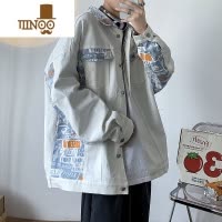 YANXU感男装外套款潮牌宽松拼接夹克秋季韩版潮流ins高街衣服