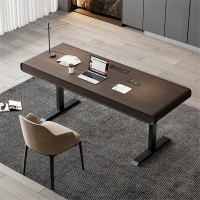 易企采 140CM三抽升降书办公桌轻奢现代智能电动老板桌双人电脑工作台