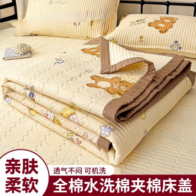 全棉床盖三件套学生宿舍榻榻米床单四季通用单人防滑炕盖_1