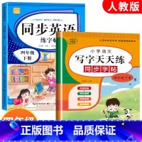2册:语文+英语同步练字帖 四年级下 [正版]四年级下册同步练字帖语文+英语人教版PEP 衡水体硬笔书法钢笔字贴每日一练