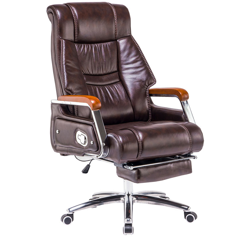 锦北 老板椅升降座椅电脑椅可躺办公椅旋转商务椅 小牛皮+搁脚