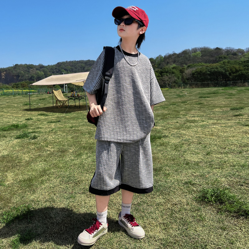 男童短袖套装夏季2025新款儿童夏装凉感衣服男孩休闲两件套薄款潮