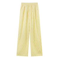 YIBUSHENG多巴胺波点阔腿裤女季2024新款休闲裤小个子高腰冰丝黄色山本裤