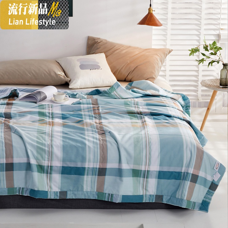 空调被棉夏凉被双人春秋被子夏季儿童薄被子蓝棉夏被单人 三维工匠