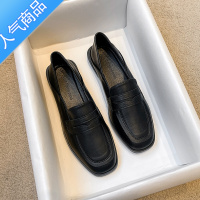 SUNTEK黑色小皮鞋女夏英伦风2023年夏季新款鞋子厚底乐福鞋工作平底单鞋