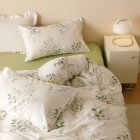 CROWN皇冠家纺 白描青野(全棉四件套)T3514 (快递默认无纺布包装)