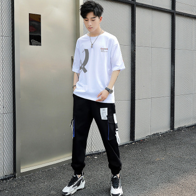 梵诗町夏季男装上衣短裤两件套短袖T恤裤子运动休闲潮流时尚jz套装TZ108
