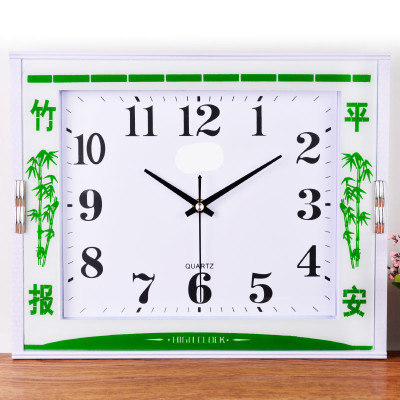 铭侣挂钟客厅客厅静音挂表家园装饰挂钟简约长方形石英钟表办公大号印花钟表