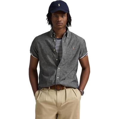Ralph lauren男士宽松短袖衬衫轻便棉质经典款休闲上衣