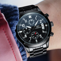 正品嘉年华手表新款石英表 男士休闲时尚全酷黑多功能计时男表日历夜光防水潮流腕表运动手表IBV商务系列6001G