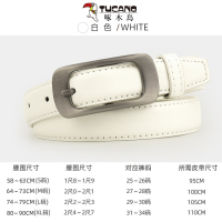 啄木鸟皮带女款针扣腰带商务休闲女式裤带时尚女皮带白色