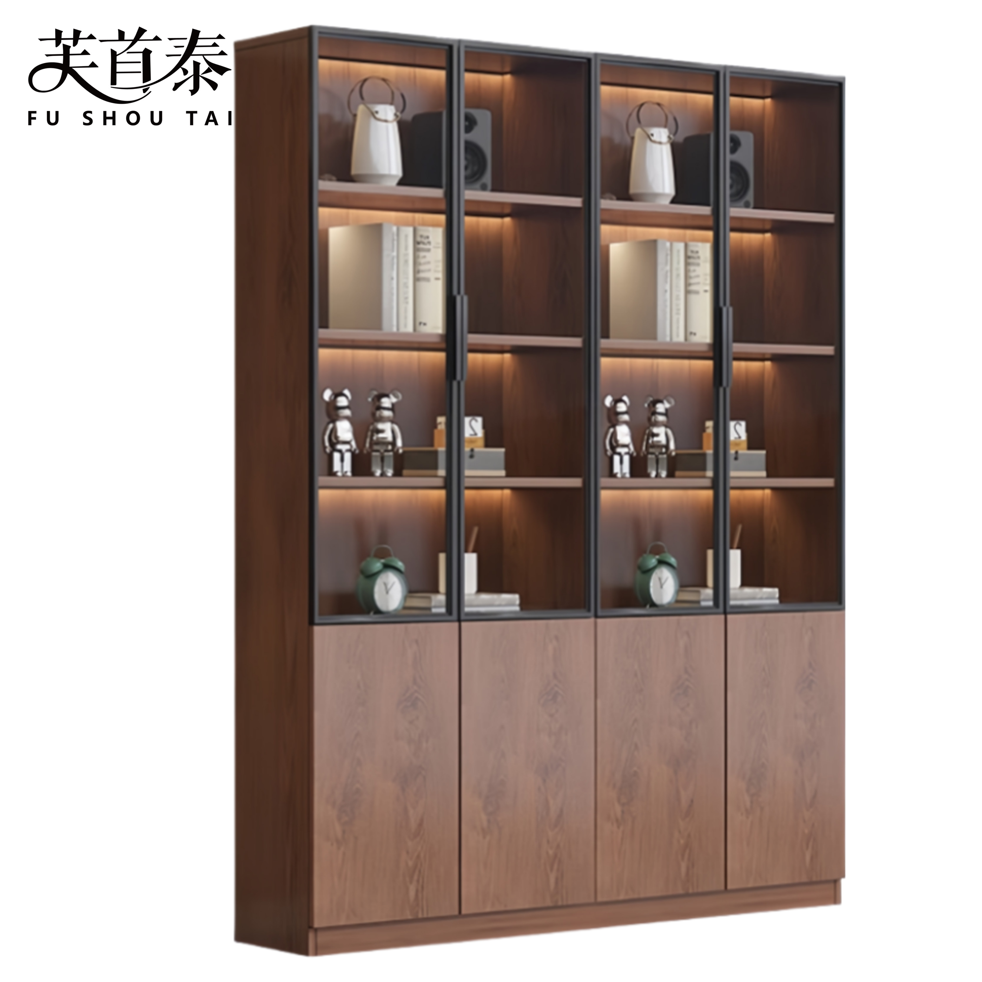 芙首泰玻璃门书柜四门四柜1400*320*2000mm个