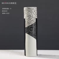 现代简约陶瓷花瓶干花插花器摆件新中式北欧客厅电视酒柜家居饰品 三维工匠 腰鼓型花瓶一个(升级款全亚光黑)