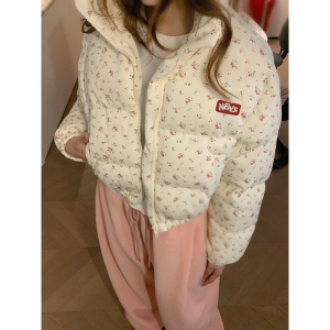 年新款棉服女冬季甜美碎花短款棉衣韩版宽松加厚保暖百搭外套